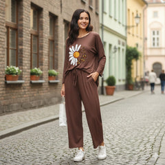 Womens Sunflowers 3pc Night Suit Printed ππ₯