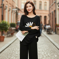 Womens Sunflowers 3pc Night Suit Printed ππ₯