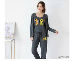 Womens Butterfly 3pc Night Suit Printed ππ₯