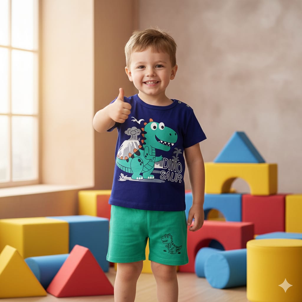 Blue Dino Printed Kids NIghtsuit