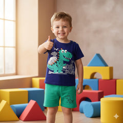 Blue Dino Printed Kids NIghtsuit