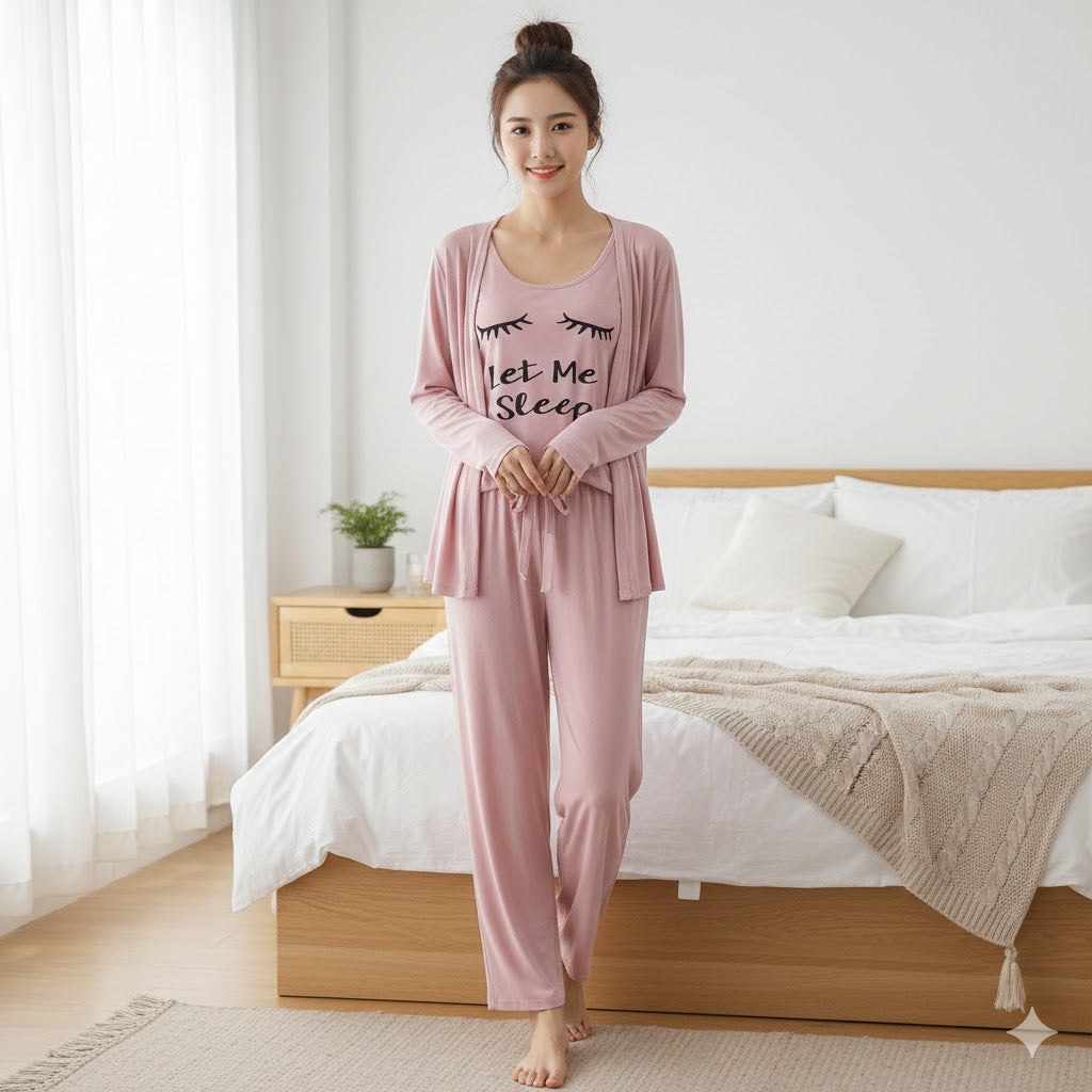 Womens Let Me Sleep 3pc Night Suit Printed 😍🔥