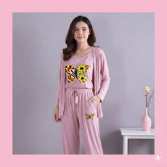 Womens 3pc Night Suit Printed 😍🔥